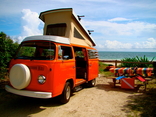 Beach camping in a VW Bus